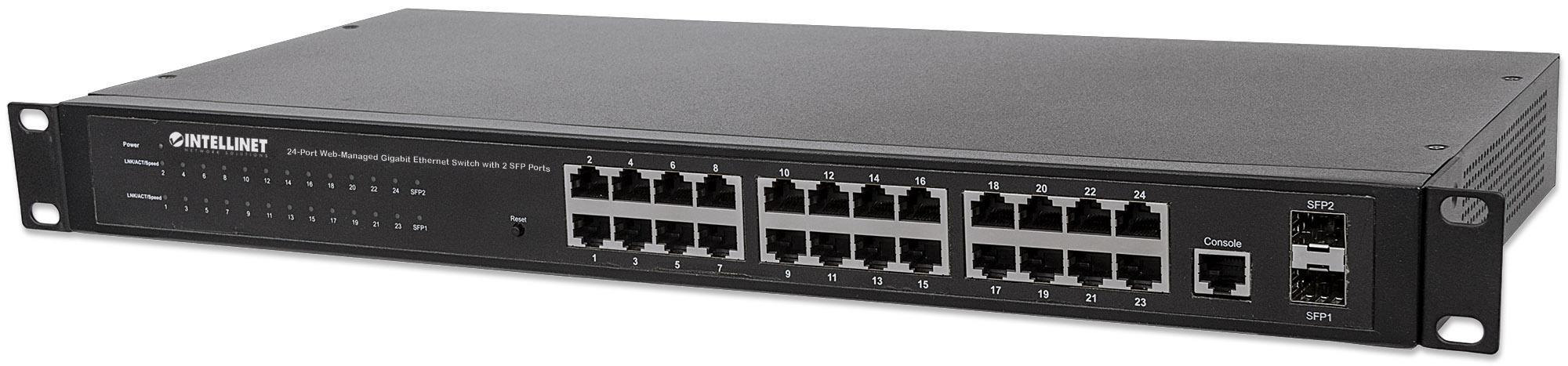 Switch 24 porte Web-Managed Gigabit Ethernet con 2 porte SFP - Intellinet I-SWHUB GBE-24D