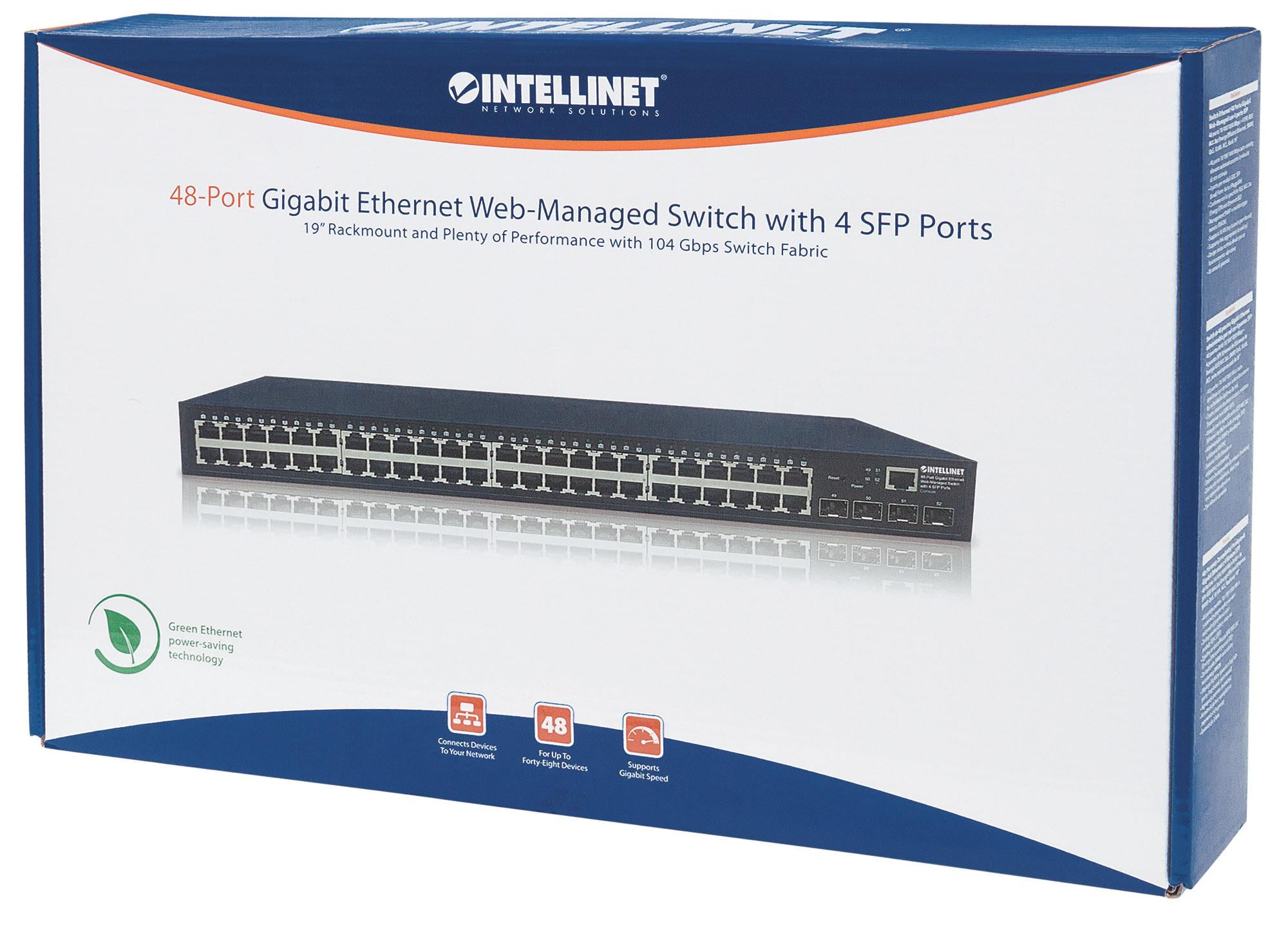 Switch Ethernet 48 Porte Gigabit Web-Managed con 4 porte SFP - Intellinet I-SWHUB GBE-48
