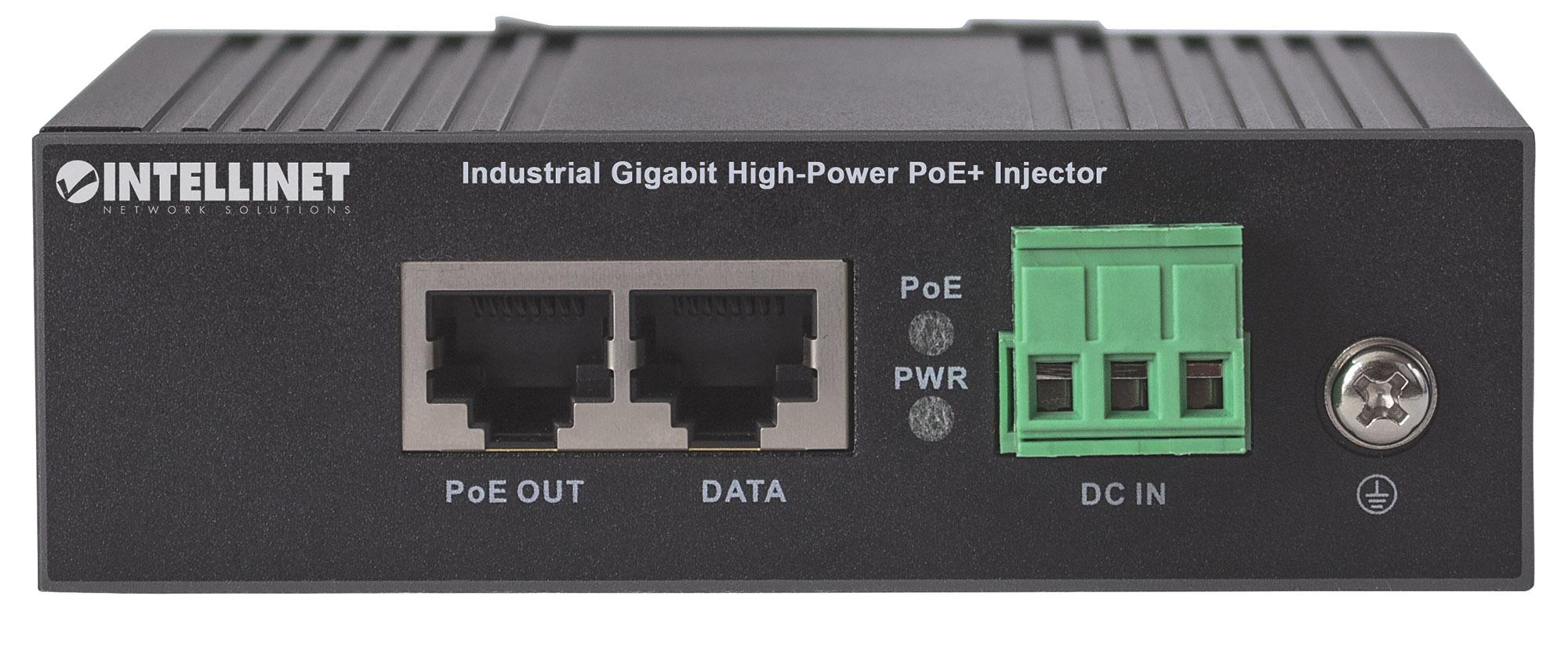 Iniettore Industriale per Guida DIN Gigabit High-Power PoE+ 30W - Intellinet I-SWHUB IND-POE30W