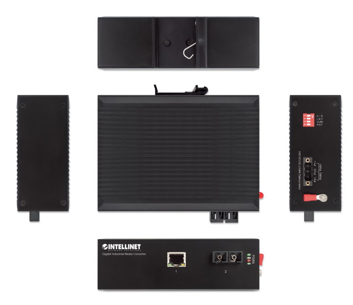 Industrial Gigabit Media Converter 1000Base-SX single-mode - Intellinet I-SWHUB IND-SCGIGA