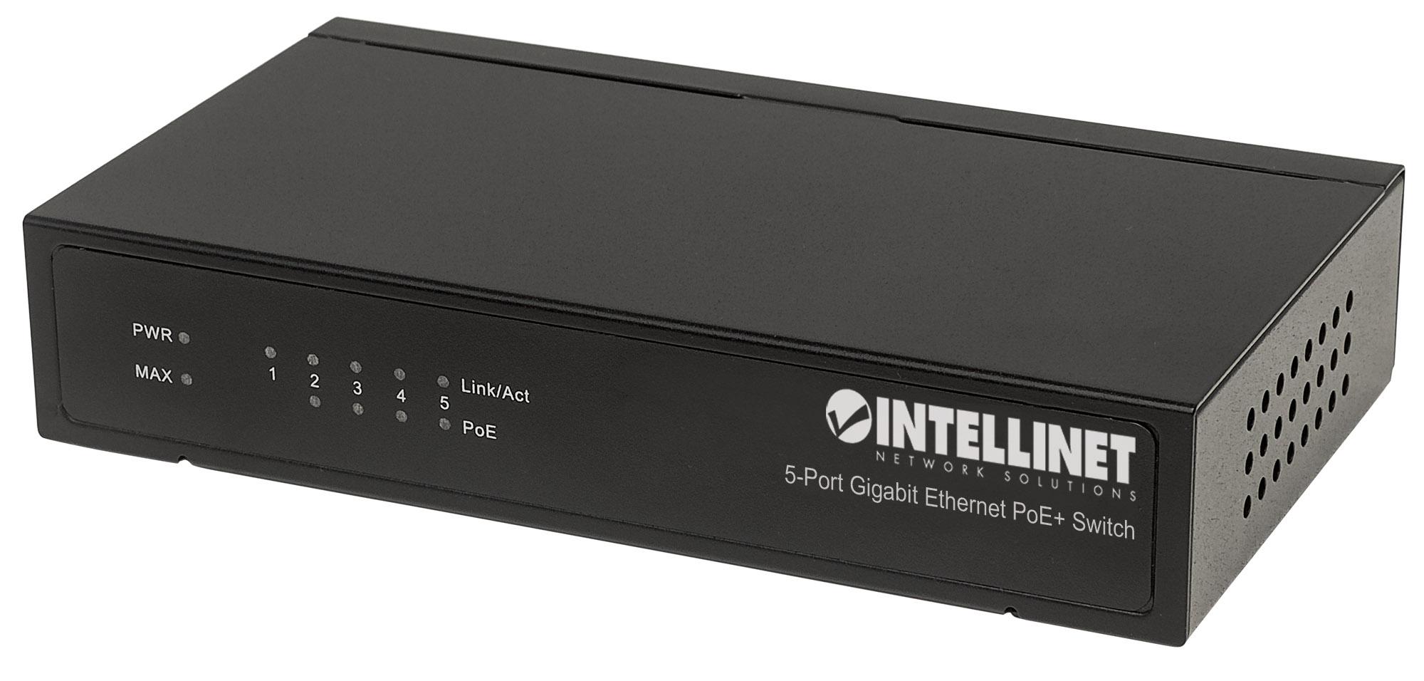 Switch PoE+ 5 porte Gigabit Ethernet - Intellinet I-SWHUB POE-228