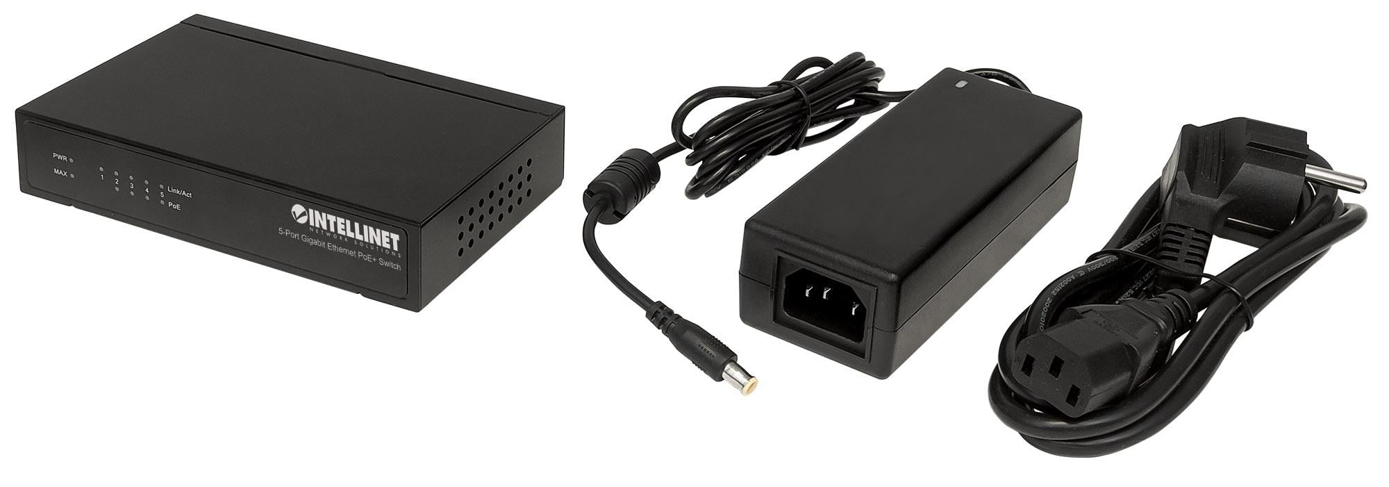 Switch PoE+ 5 porte Gigabit Ethernet - Intellinet I-SWHUB POE-228