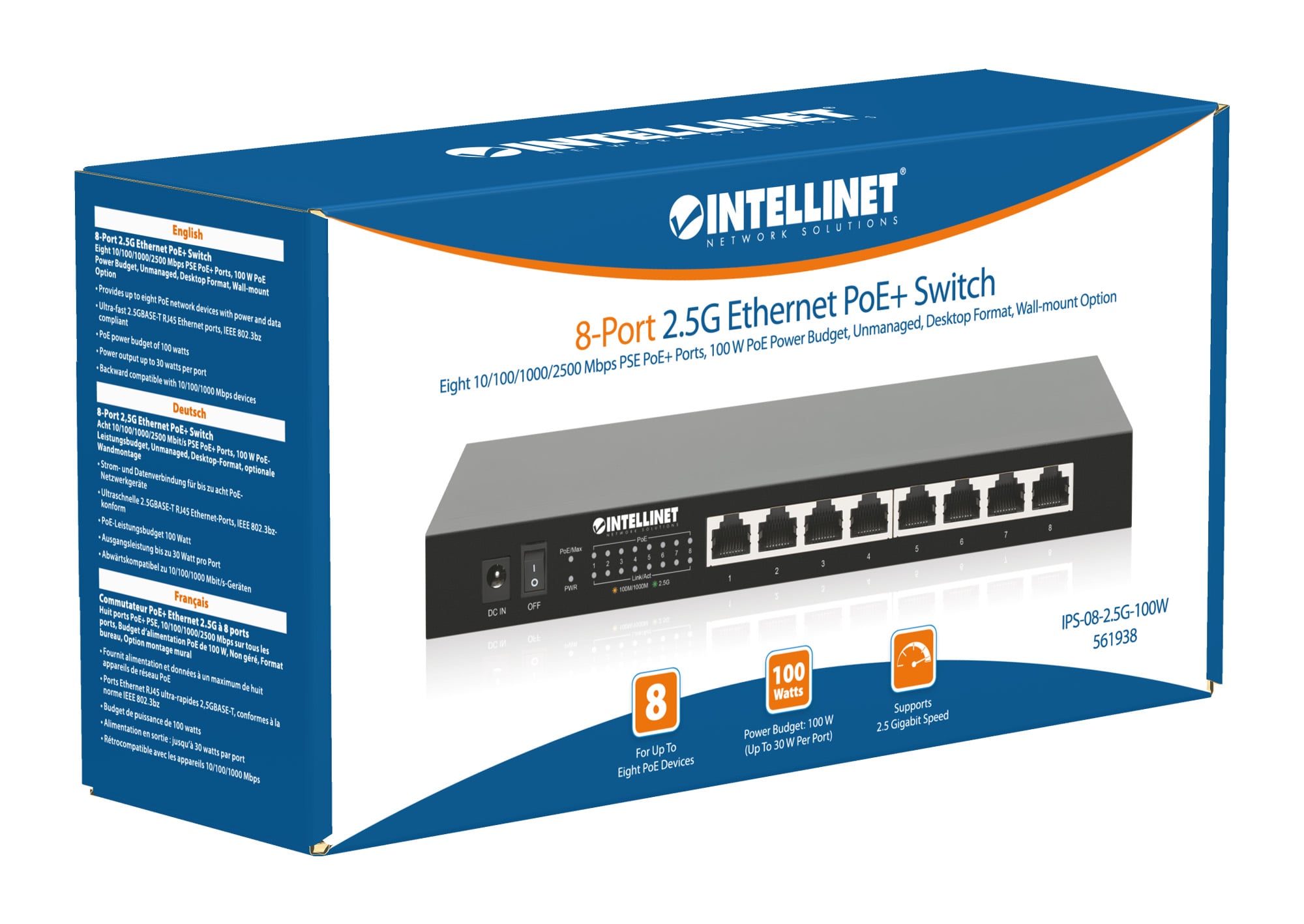 Ethernet Switch POE+ 8 Porte 2.5G - Intellinet I-SWHUB POE-938