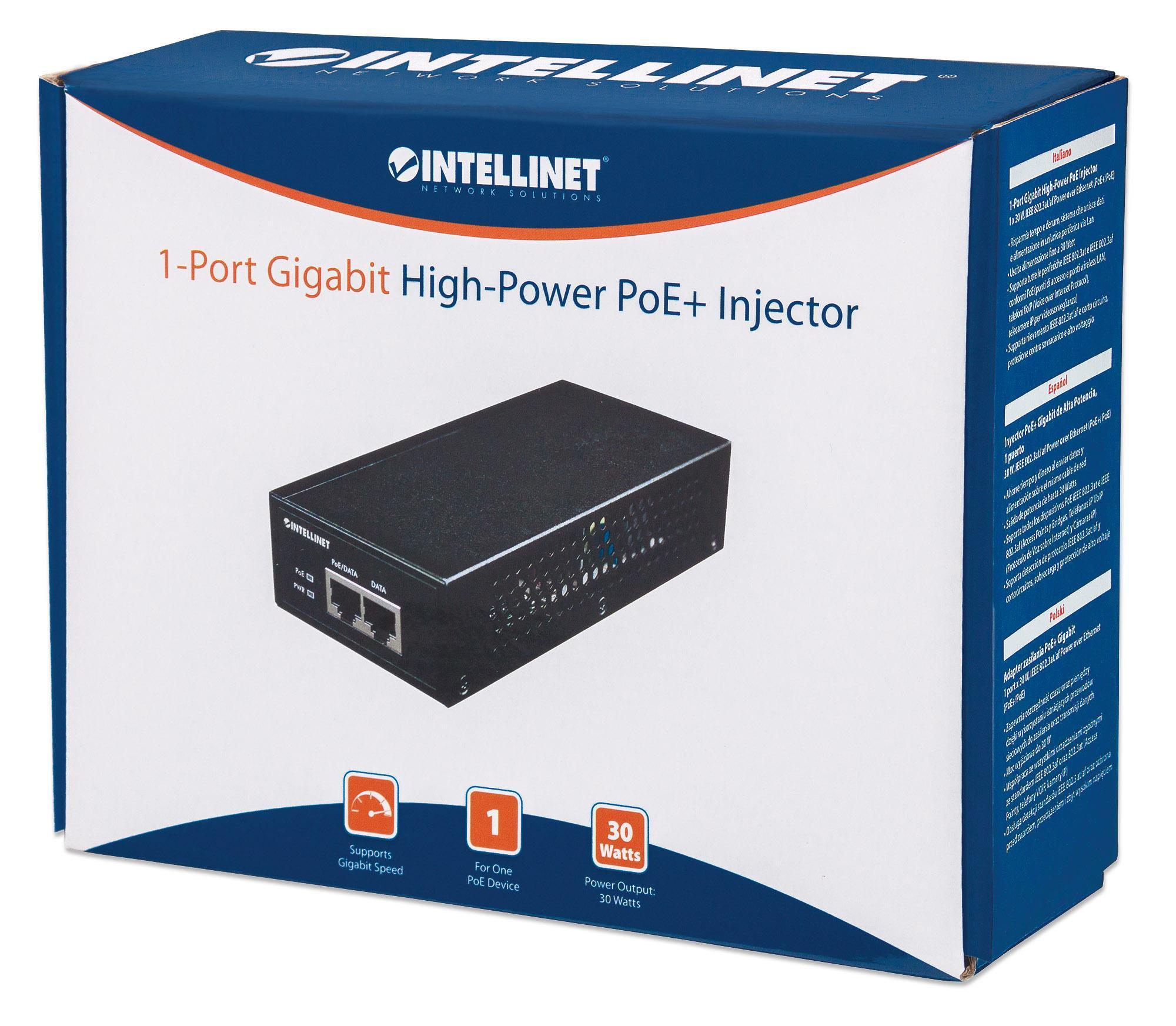Iniettore Gigabit High-Power PoE+ - Intellinet I-SWHUB POE-GIGA