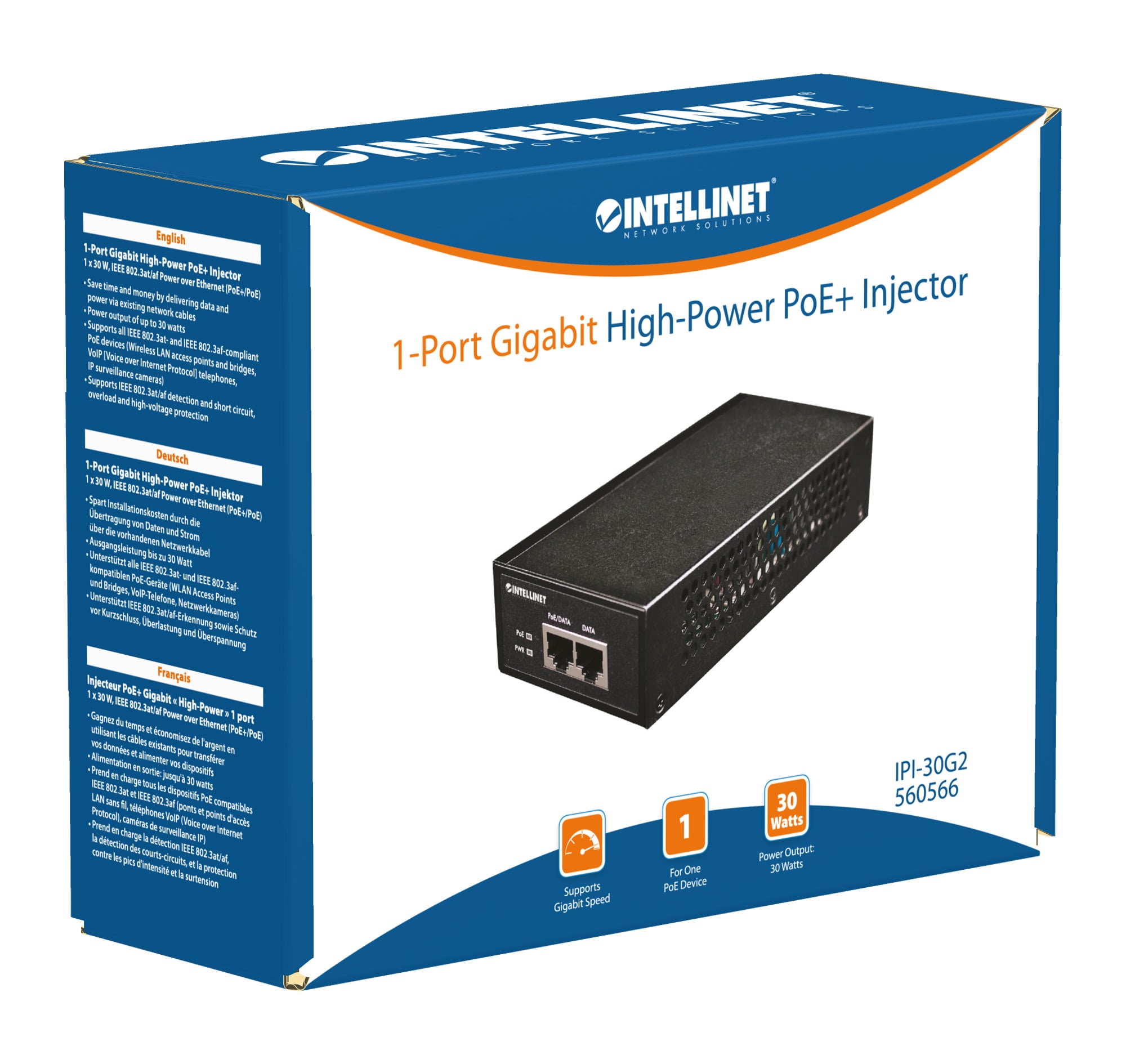 Iniettore Gigabit High-Power PoE+ - Intellinet I-SWHUB POE-GIGA