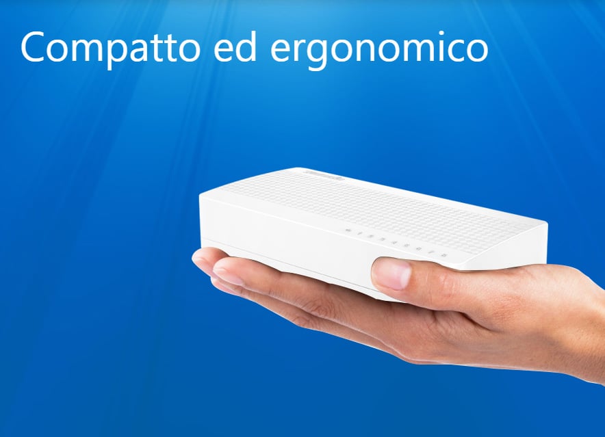 Switch Ethernet Desktop Compatto 8 Porte 10/100 Mbps Bianco, S108 - Tenda I-SWHUB S108