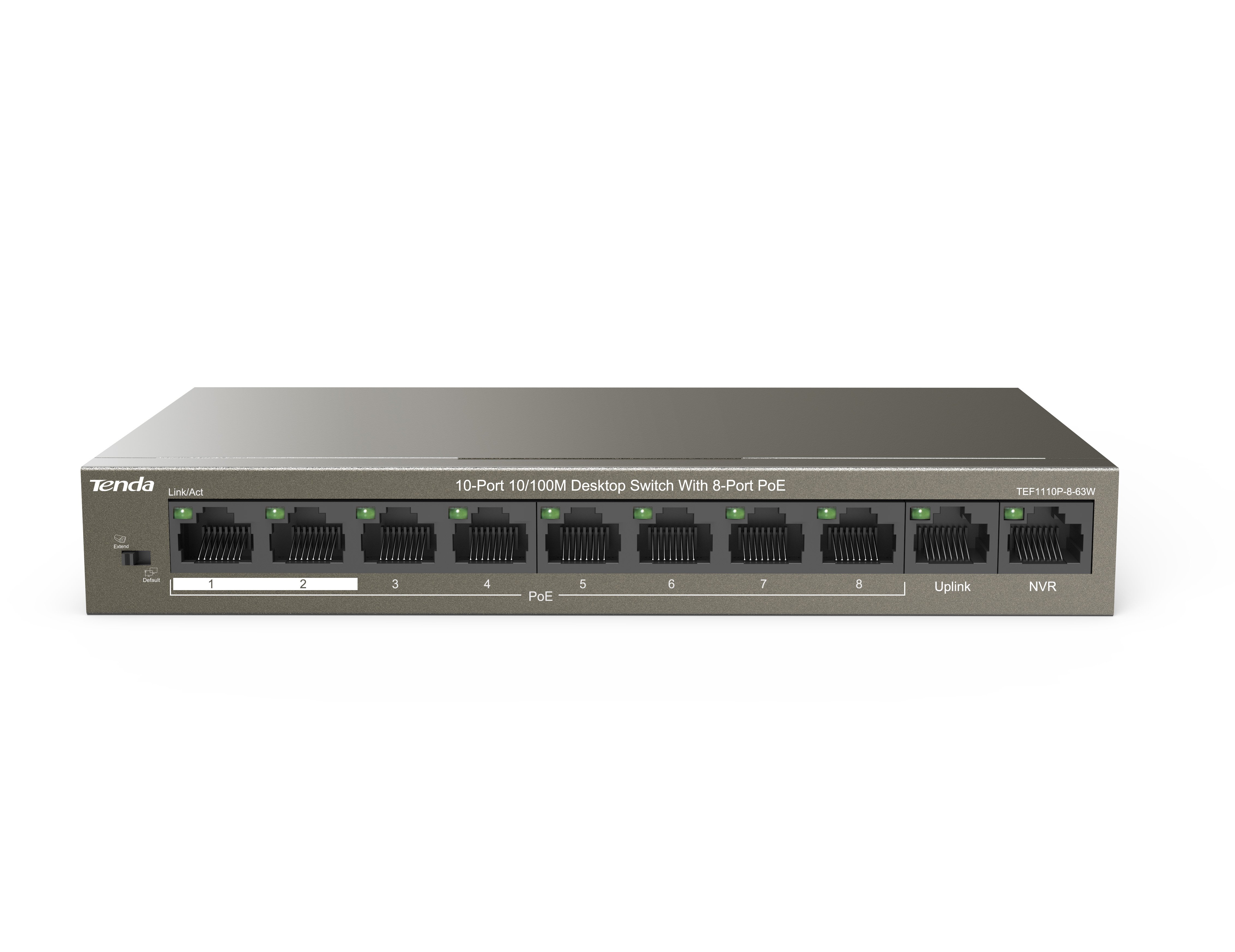 Switch Desktop 8 porte 10/100m PoE 63W, TEF1110P-8-63W - Tenda I-SWHUB TEF1110P8