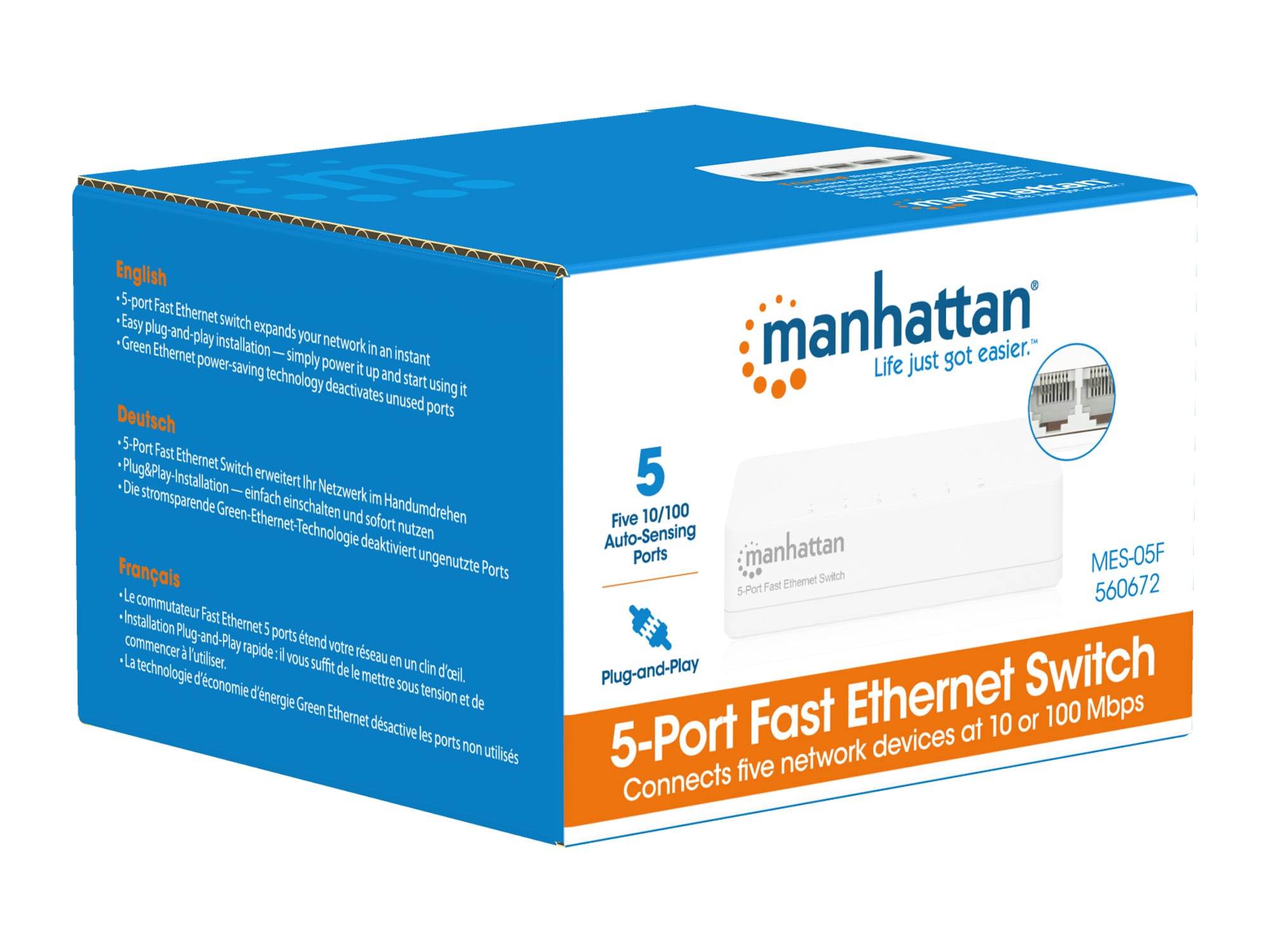 Switch Hub Office 10/100 Mbps Fast Ethernet 5 Porte - Manhattan I-SWHUB-050S