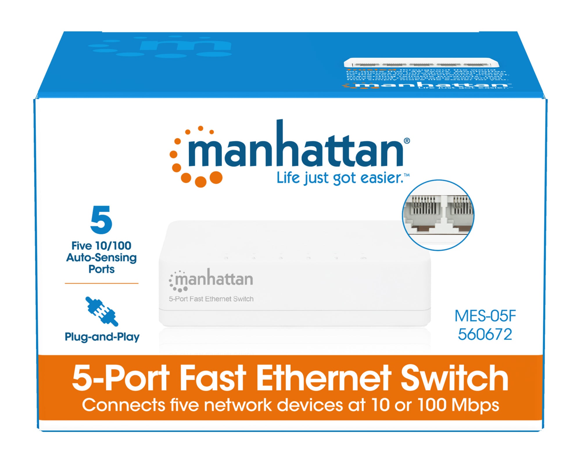 Switch Hub Office 10/100 Mbps Fast Ethernet 5 Porte - Manhattan I-SWHUB-050S