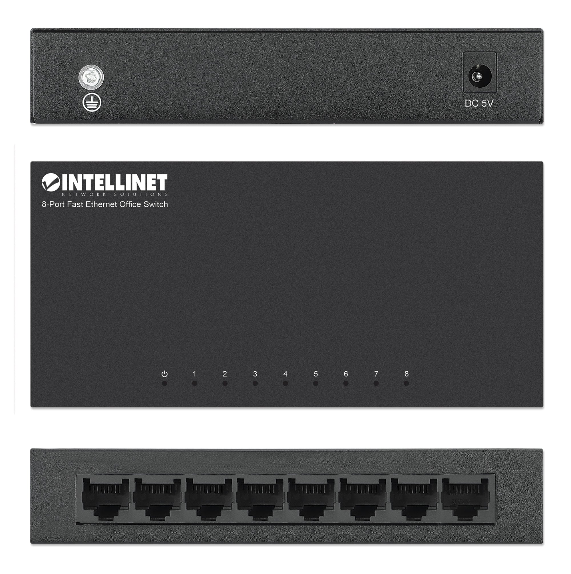 Switch Hub Ethernet 10/100Mbps 8 Porte Desktop in Metallo - Intellinet I-SWHUB-080ME