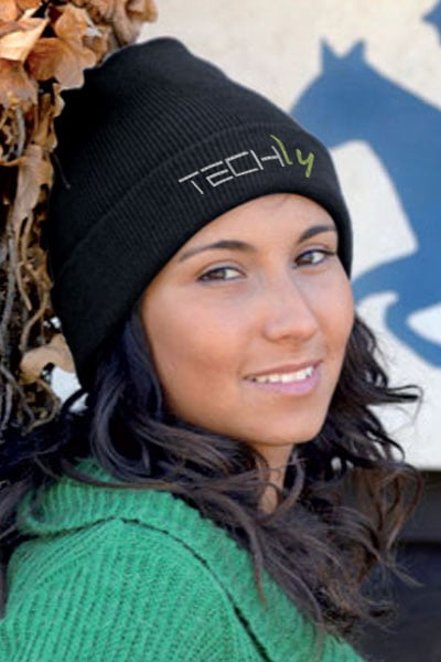 Berretto Invernale a Costine Nero con Logo Techly - Techly I-TLY-BER