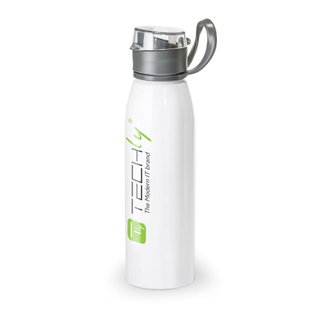 Sports bottle aluminum and AS white 650 ml - Techly I-TLY-BOTW