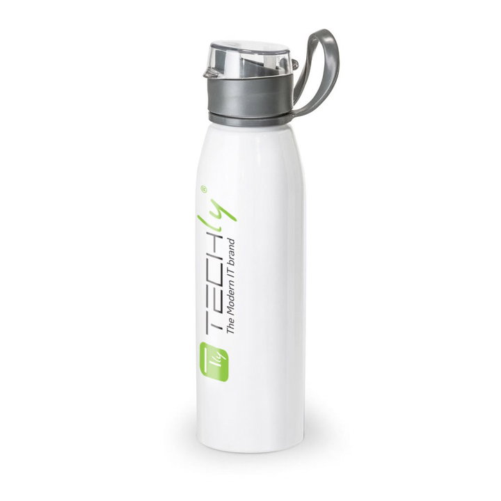 Sports bottle aluminum and AS white 650 ml - Techly I-TLY-BOTW