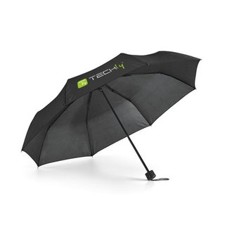 Folding Umbrella Black with Techly Logo - Techly I-TLY-OMBB