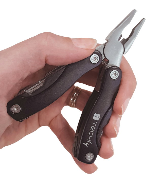 Mini multi-purpose pliers steel and aluminum with black case - Techly I-TLY-PINZA