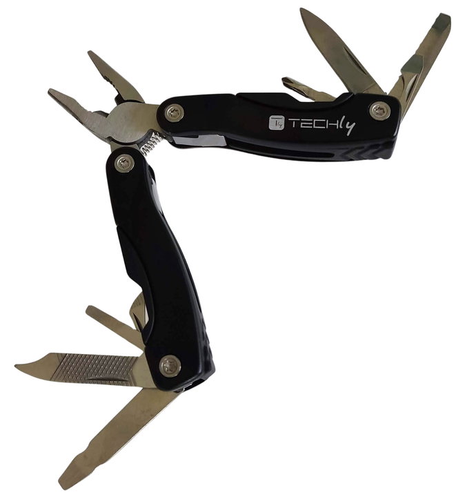 Mini multi-purpose pliers steel and aluminum with black case - Techly I-TLY-PINZA