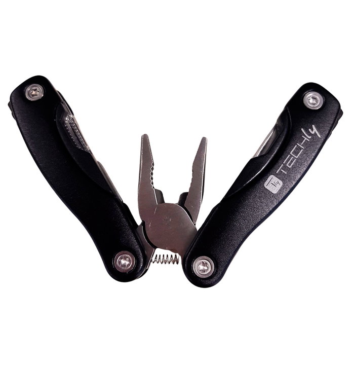 Mini multi-purpose pliers steel and aluminum with black case - Techly I-TLY-PINZA