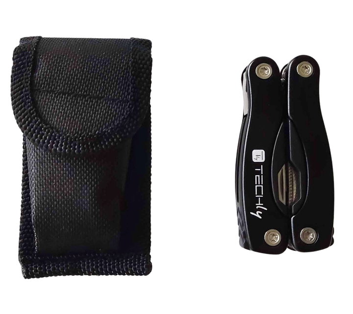 Mini multi-purpose pliers steel and aluminum with black case - Techly I-TLY-PINZA