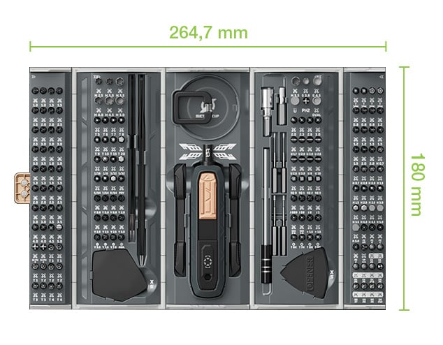 Set attrezzi 180 pezzi in 1 Cacciavite, Bussole e Punte - Techly NP I-TOOL-180