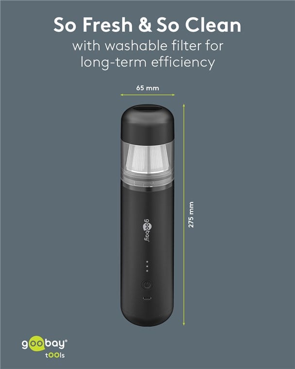 Mini Aspirapolvere Superior 120 W con Batteria, Nero - Goobay I-TOOL-829