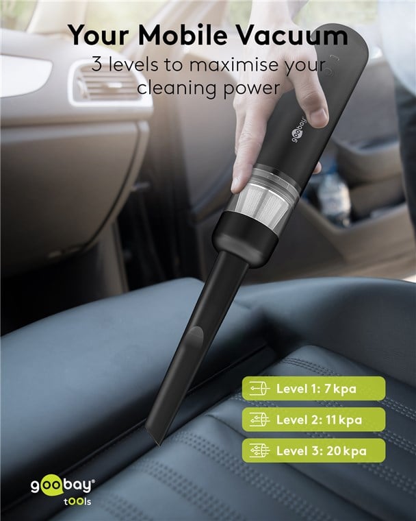 Mini Aspirapolvere Superior 120 W con Batteria, Nero - Goobay I-TOOL-829