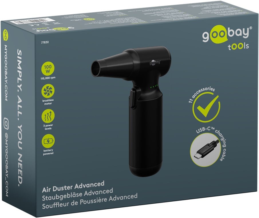 Set Soffiatore Rimuovi Polvere Advanced a Batteria Senza Fili - Goobay I-TOOL-830