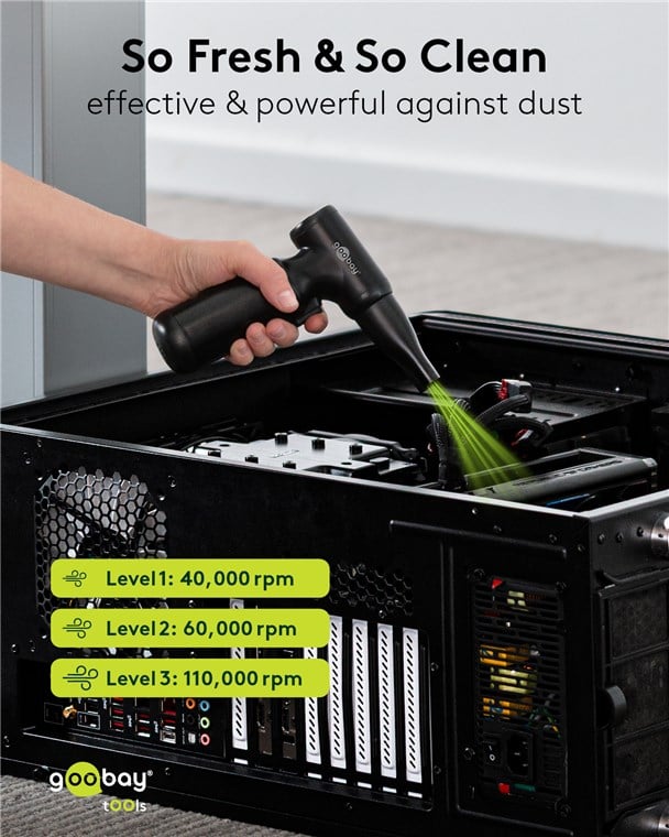 Set Soffiatore Rimuovi Polvere Advanced a Batteria Senza Fili - Goobay I-TOOL-830
