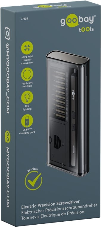 Set Cacciavite Elettrico con 20 Punte di Precisione - Goobay I-TOOL-ES20