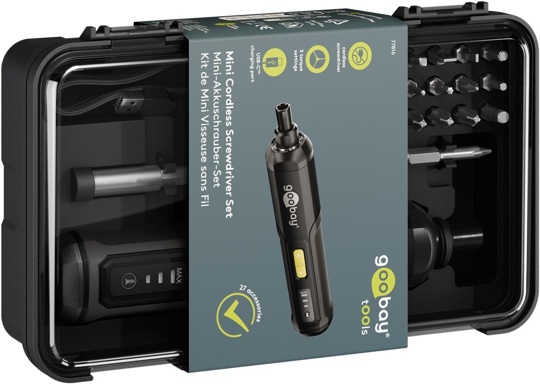 Set Mini Avvitatore a Batteria 28pz con Punte di Precisione - Goobay I-TOOL-ES28