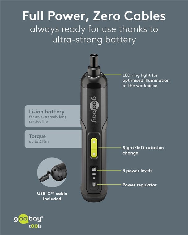 Set Mini Avvitatore a Batteria 28pz con Punte di Precisione - Goobay I-TOOL-ES28