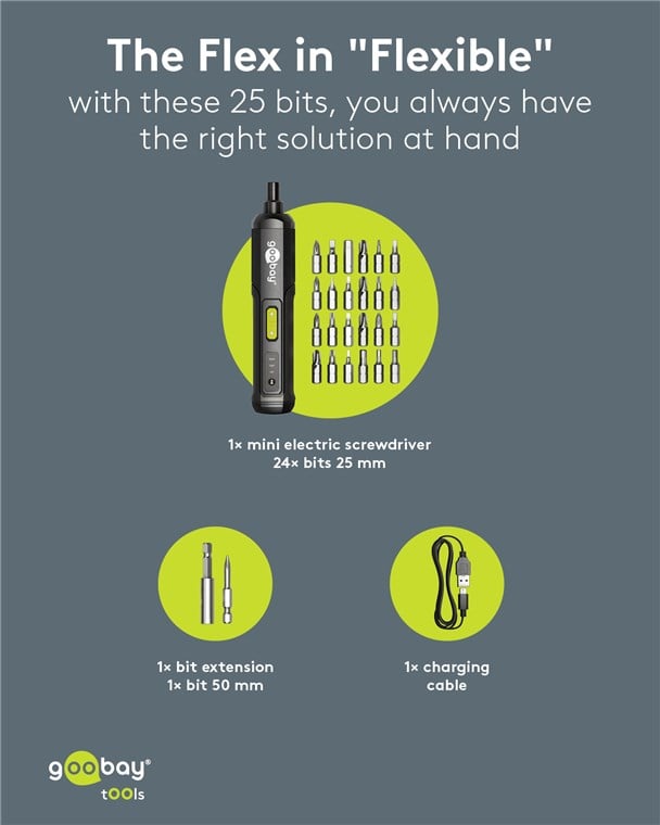 Set Mini Avvitatore a Batteria 28pz con Punte di Precisione - Goobay I-TOOL-ES28