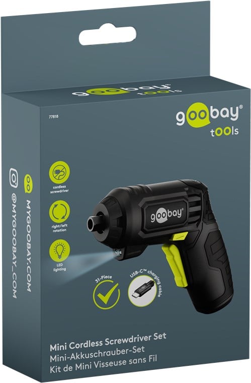 Set 31 Pezzi Mini Avvitatore a Batteria con Punte di Precisione - Goobay I-TOOL-ES31