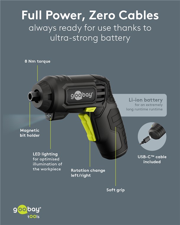 Set 31 Pezzi Mini Avvitatore a Batteria con Punte di Precisione - Goobay I-TOOL-ES31