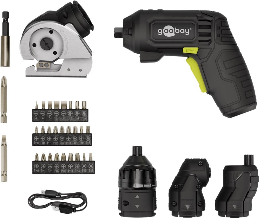 Set 35 Pezzi Mini Avvitatore a Batteria 4 in 1 con Punte di Precisione - Goobay I-TOOL-ES35