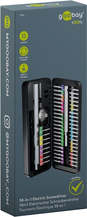 Set Cacciavite Elettrico 58in1 con 50 Punte di Precisione - Goobay I-TOOL-ES58