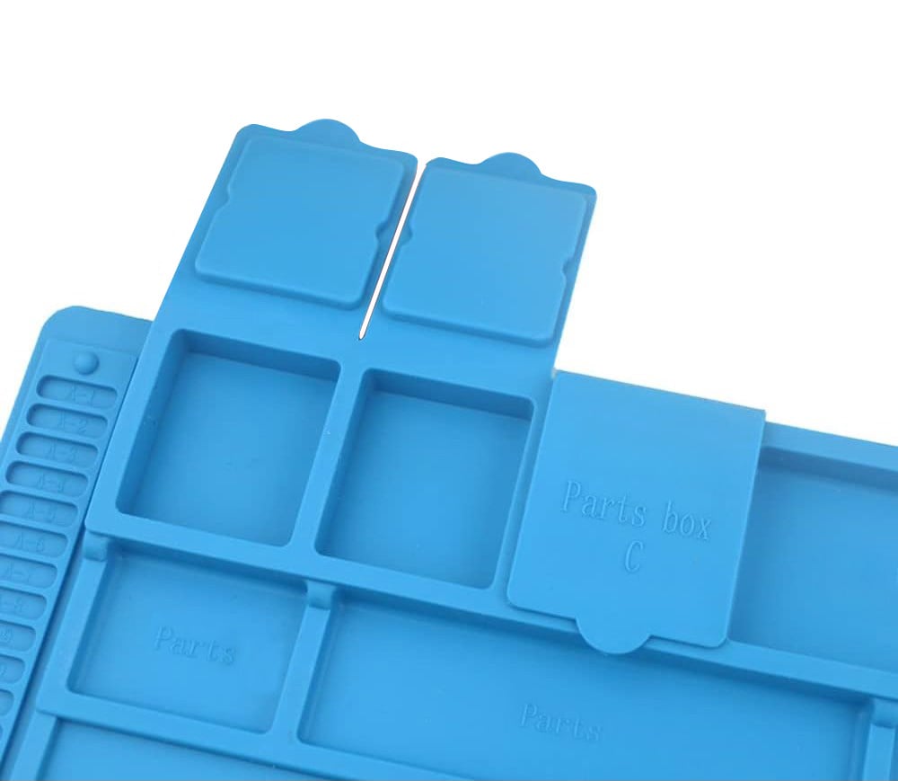 Tappeto da Saldatura e Riparazione Antiscivolo Magnetico 45 x 30 cm in Silicone Blu - Techly I-TOOL-REPAIR-MAT