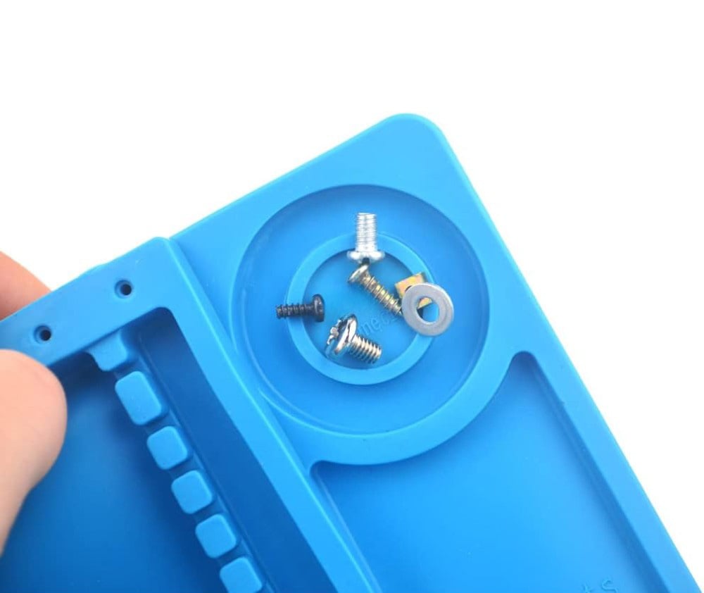 Tappeto da Saldatura e Riparazione Antiscivolo Magnetico 45 x 30 cm in Silicone Blu - Techly I-TOOL-REPAIR-MAT