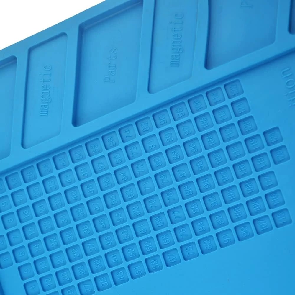 Tappeto da Saldatura e Riparazione Antiscivolo Magnetico 45 x 30 cm in Silicone Blu - Techly I-TOOL-REPAIR-MAT