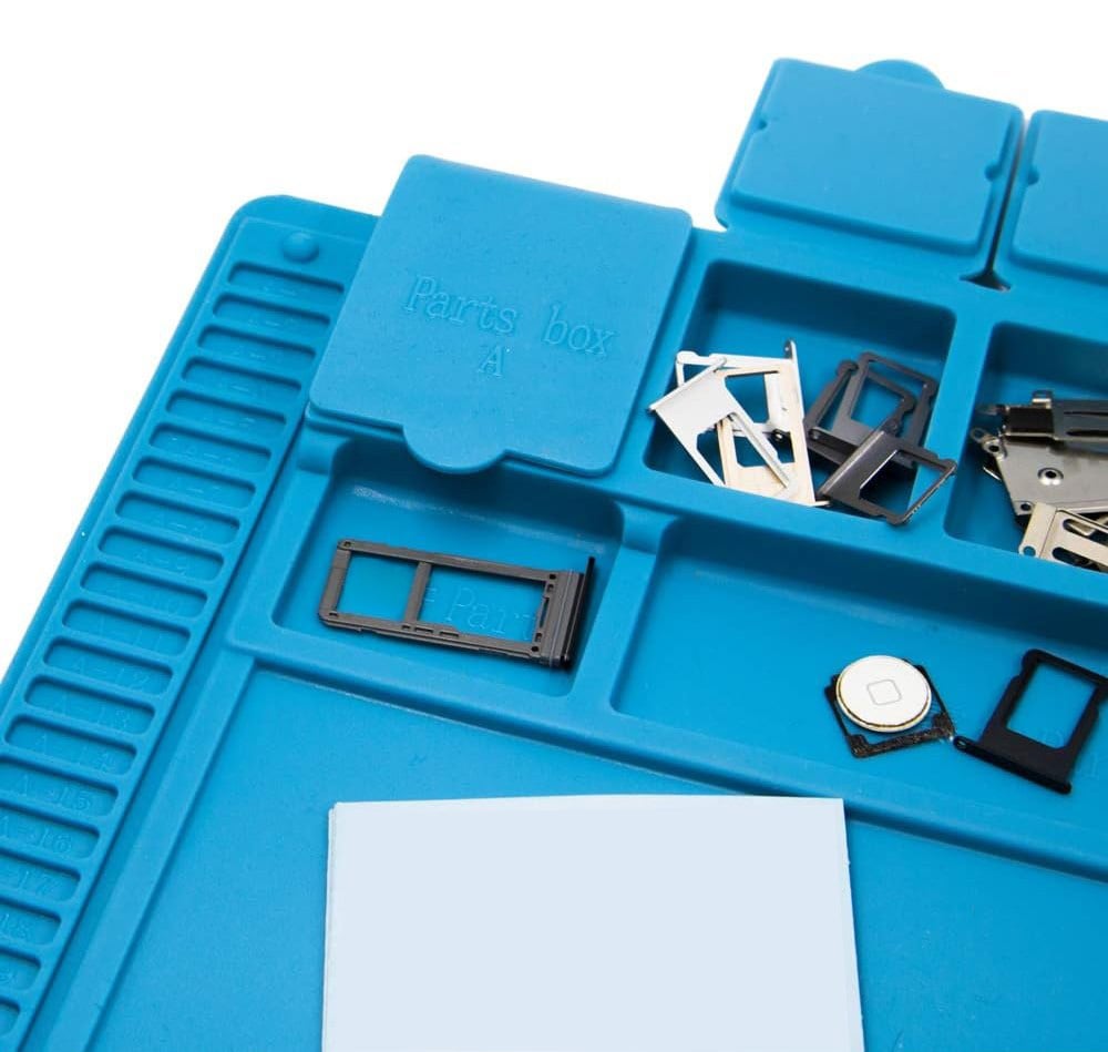Tappeto da Saldatura e Riparazione Antiscivolo Magnetico 45 x 30 cm in Silicone Blu - Techly I-TOOL-REPAIR-MAT