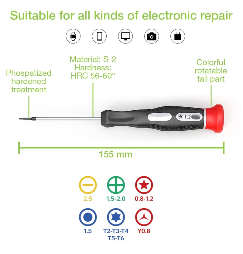 Set 12 Cacciaviti di Precisione Antiscivolo - Techly NP I-TOOL-SC12