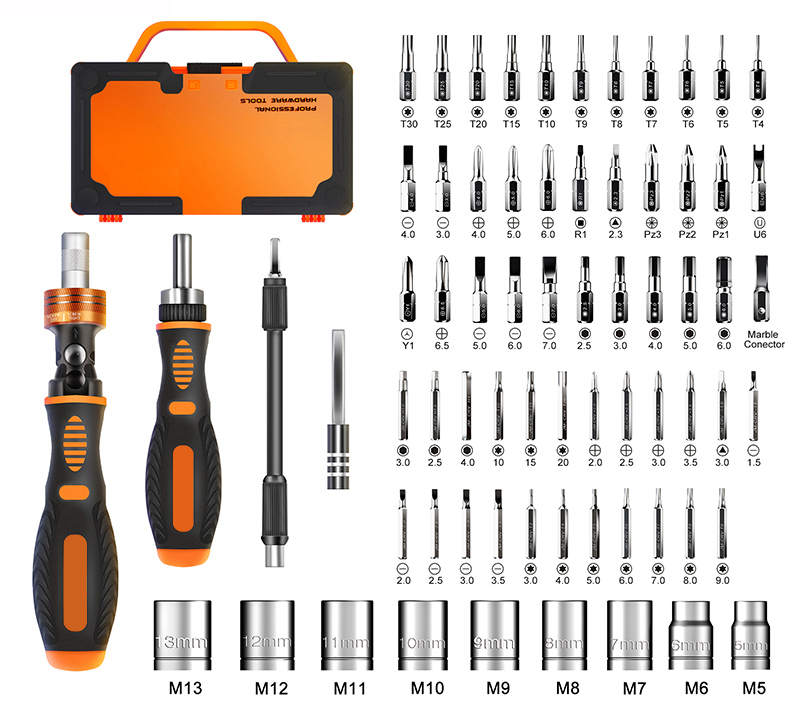Kit Valigetta 69 pezzi Cacciaviti Bussole e Punte Professionali - Techly NP I-TOOL-SC69