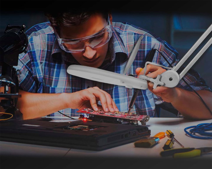 Lampada LED con Lente d'Ingrandimento 5 Diottrie Attacco a Morsetto - Logilink I-TOOL-SD-058