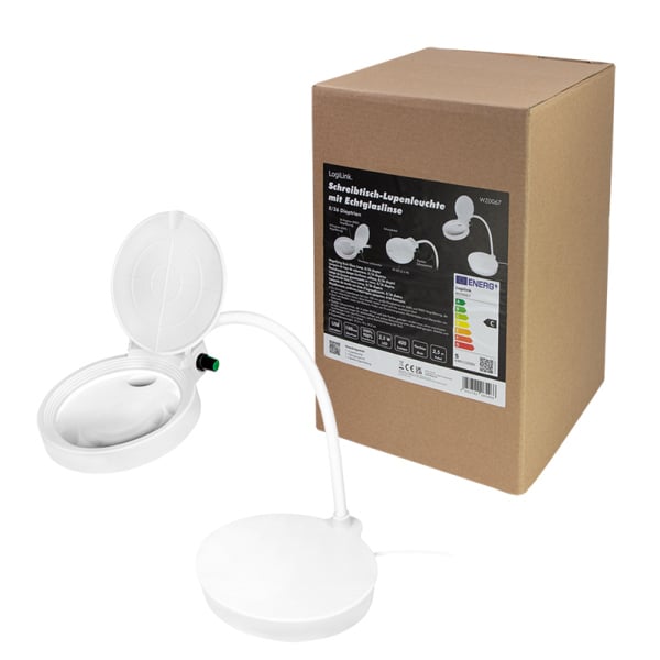 Lampada LED da Tavolo con Lente d'ingrandimento a 8 e 36 Diottrie Dimmerabile - Logilink I-TOOL-SD-067