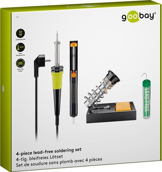 Kit per Saldatura 4 pezzi, con Stagnatore 30 Watt - Goobay I-TOOL-SD-213