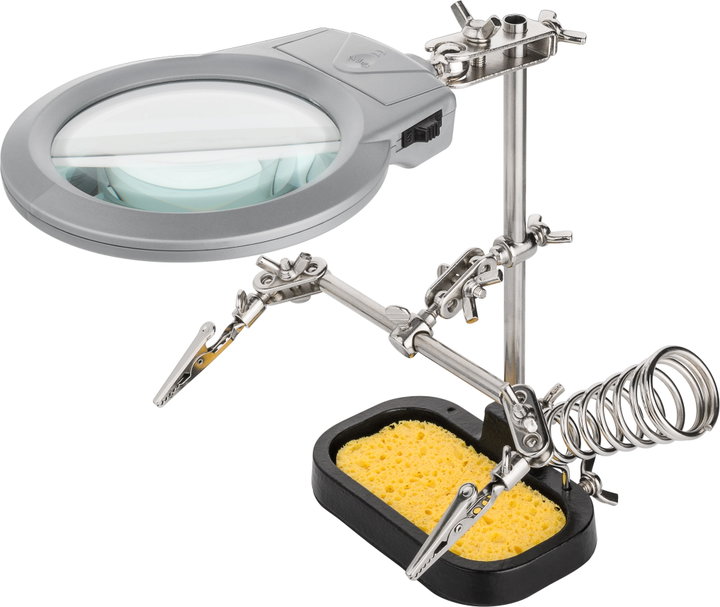 Three-Arm Soldering Support with LED Lens and Sponge - Goobay I-TOOL-SD-226