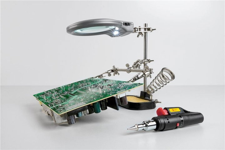 Three-Arm Soldering Support with LED Lens and Sponge - Goobay I-TOOL-SD-226