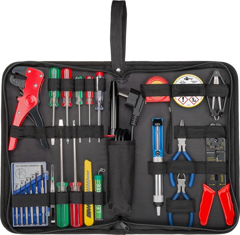Kit Valigetta di 20 Attrezzi con Set di Saldatura in Pratica Custodia - Goobay I-TOOL-SD-243