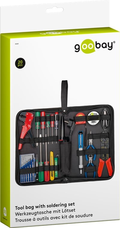 Kit Valigetta di 20 Attrezzi con Set di Saldatura in Pratica Custodia - Goobay I-TOOL-SD-243