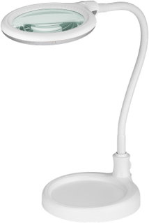 Lampada LED con lente d'ingrandimento base di appoggio e clip da tavolo 6W Bianco - Goobay I-TOOL-SD-359
