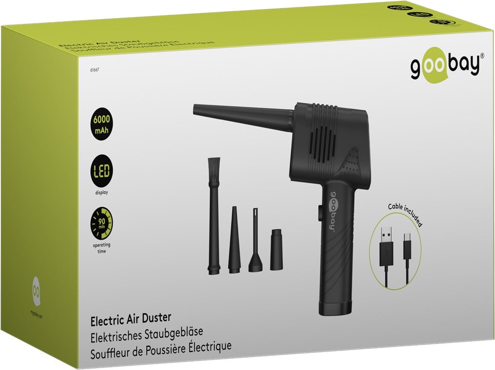 Kit di Pulizia Elettrico per PC Soffiatore ad Aria con 5 Ugelli Intercambiabili - Goobay I-TOOL-SD-667
